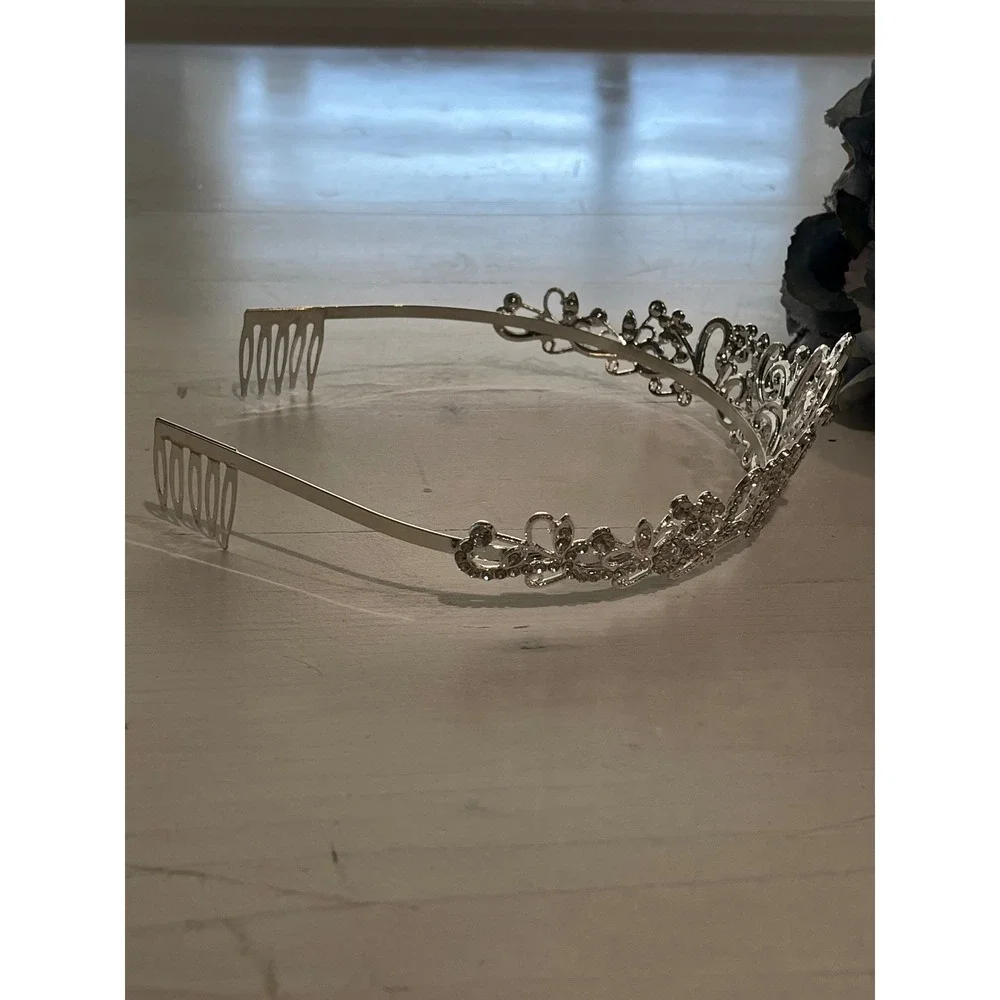 Silver tone Rhinestone Tiara Crown Headband Hair Comb Wedding Bridal‎ Princess